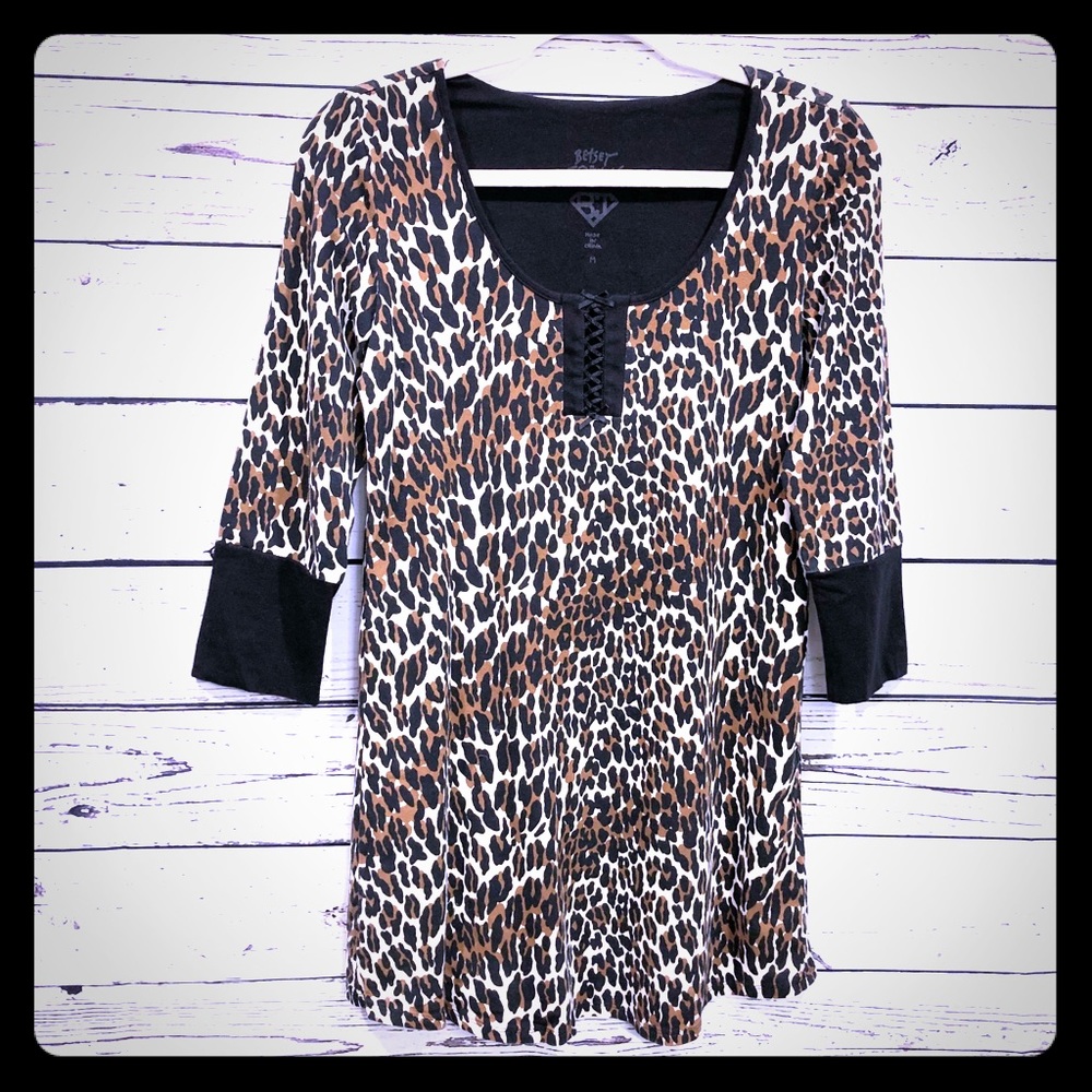 Betsey Johnson Animal Leopard Print Pajamas Nightie Sleep Shirt Dress